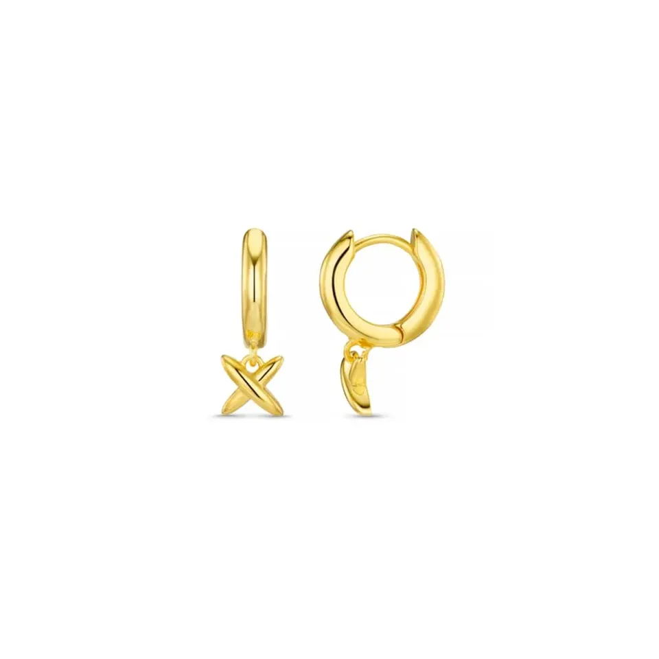 Orelia Polished Cross Charm Huggie øreringe guld