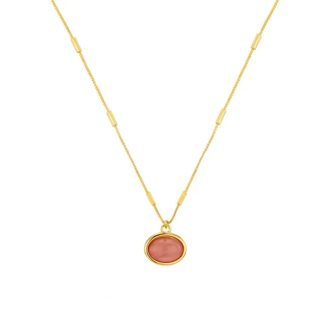 Orelia Pink Jade Charm halskæde forgyldt rosa