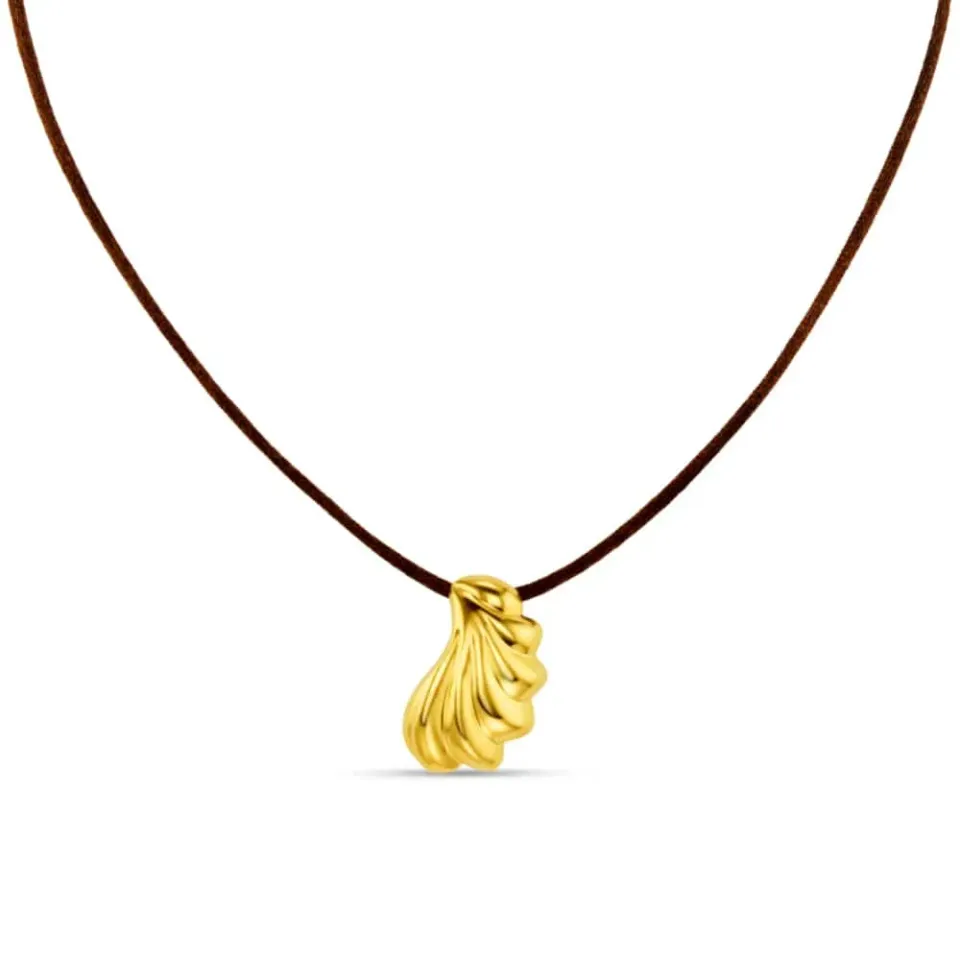 Orelia LUXE Shell Pendant halskæde brun snor
