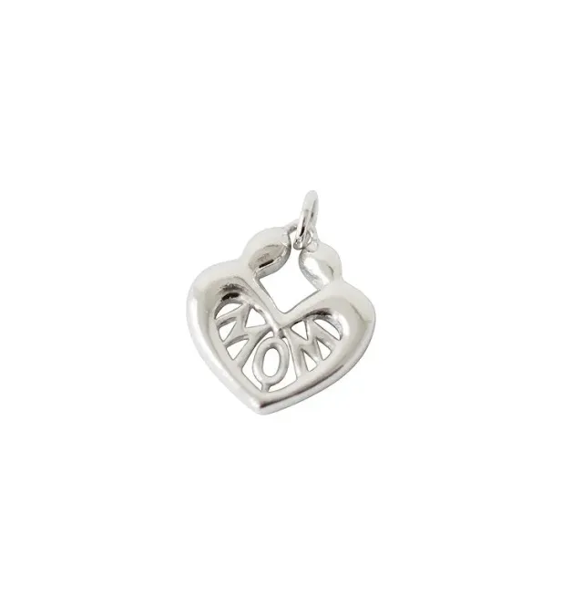 Wos MOM charm vedhæng 925 sølv hjerte 2,4 cm