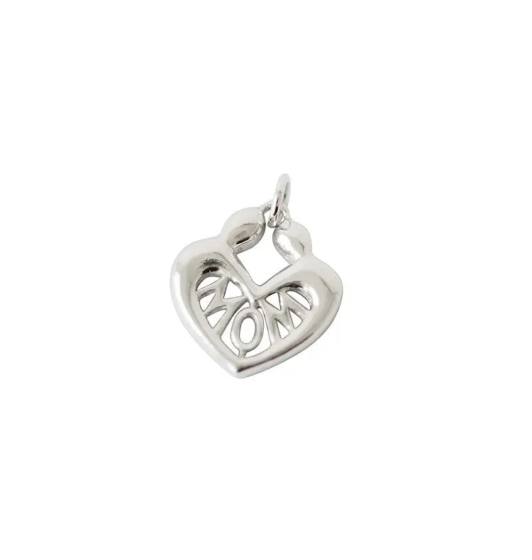 Wos MOM charm vedhæng 925 sølv hjerte 2,4 cm