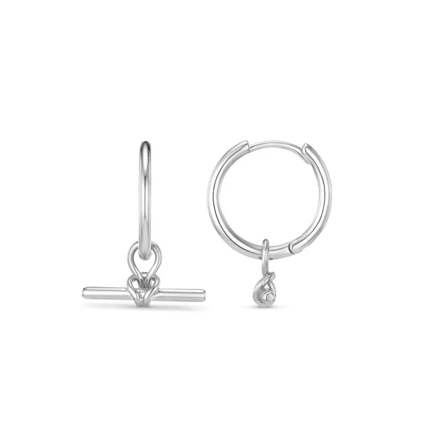 Orelia Dainty T-Bar Knot hoop øreringe sølv aftagelig