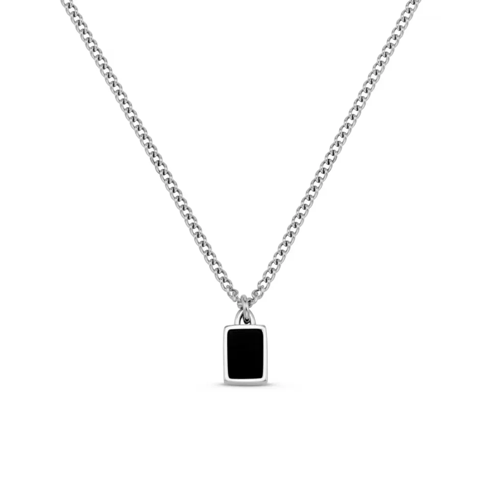 Orelia Black Agate halskæde sølv sort