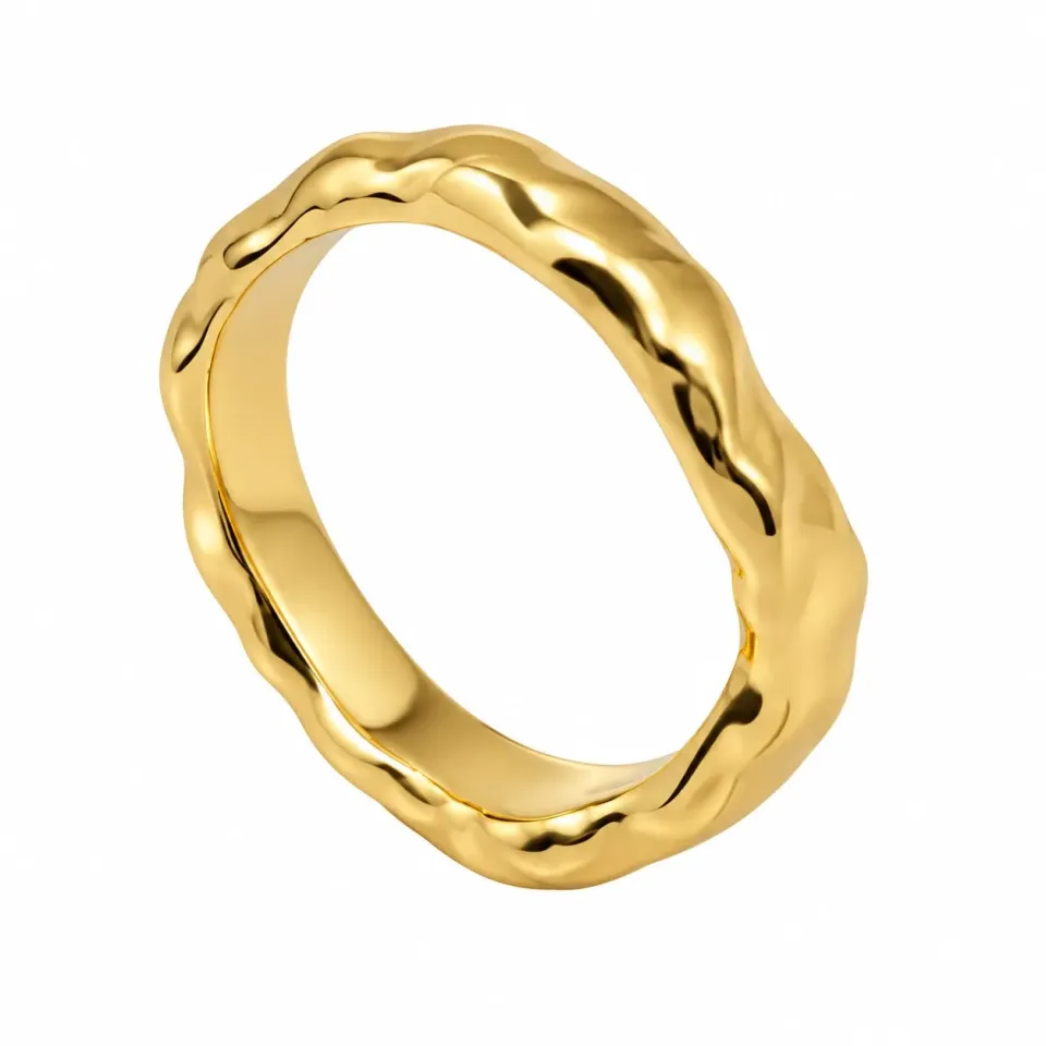 Wos Sam ring forgyldt bølget 5 mm