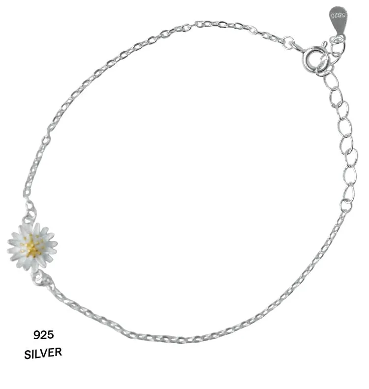 Wos Woodstock armbånd sølv 925 blomst 18,5 cm