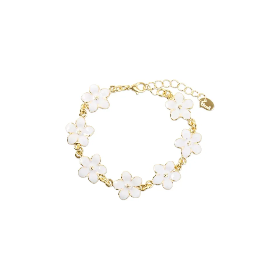 TIMI OF SWEDEN Adeline blomsterarmbånd hvid guld emalje