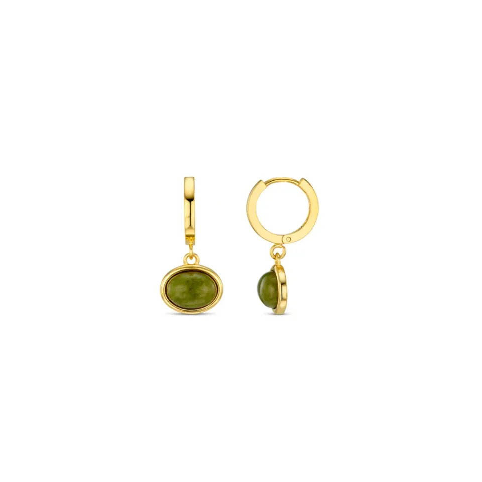 Orelia Green Jade Micro Hoop øreringe guld grøn