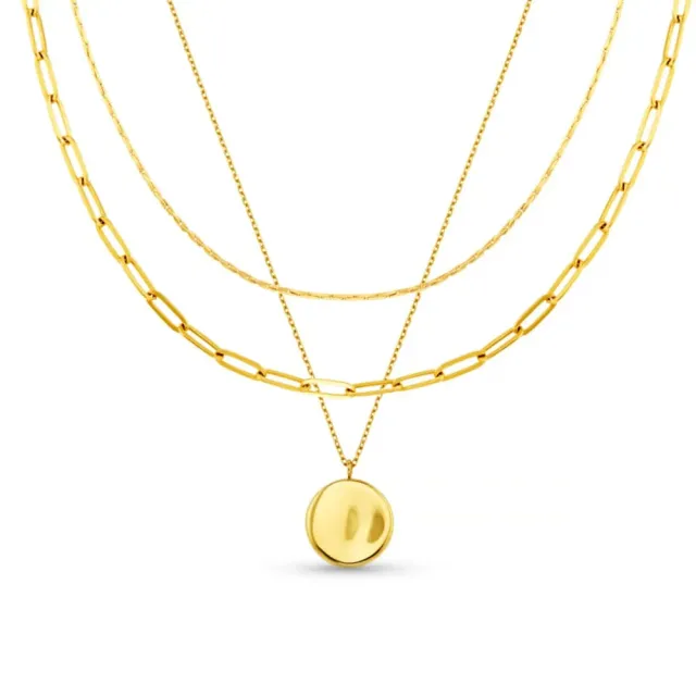 Orelia LUXE Coin Multi-Row halskæde guld 3-rækket