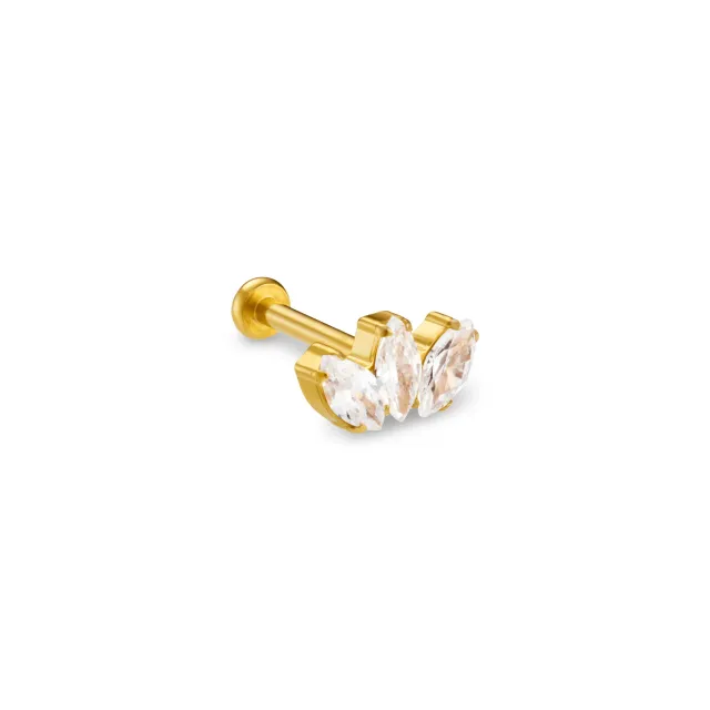 Orelia Crystal Marquise Fan labret piercing guld krystal