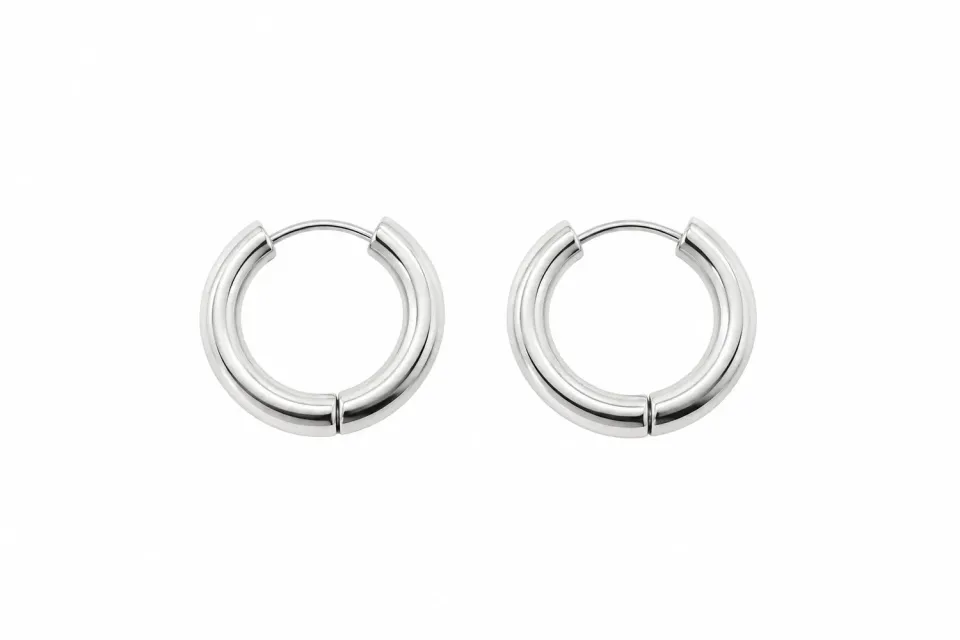 Wos Thick hoops 15 mm creoler forsølvet