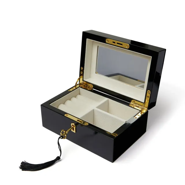 Orelia Black Lacquered smykkeskrin sort med spejl