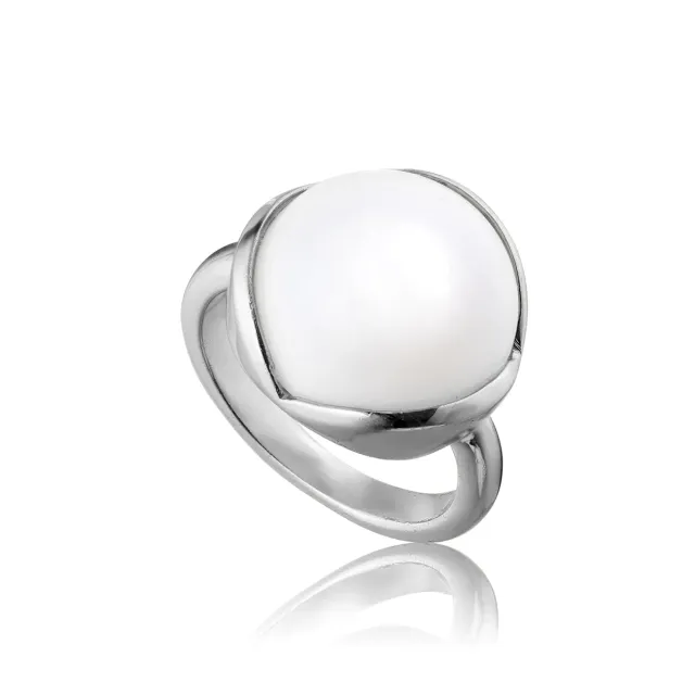 Bykjaergaard Glory ring stor hvid opal sølv 15 mm