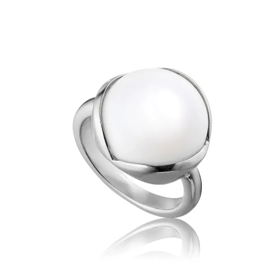 Bykjaergaard Glory ring stor hvid opal sølv 15 mm