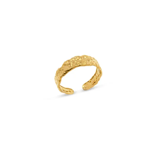 TIMI OF SWEDEN Tone hamret ring forgyldt justerbar