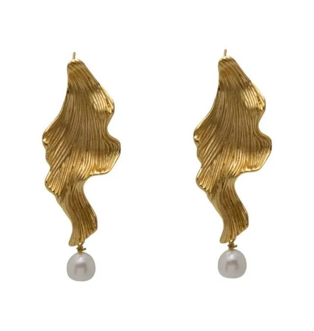 WOS UP Faye perle øreringe guld 5,9 cm