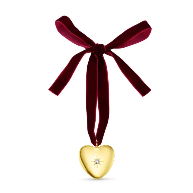 Orelia Crystal Heart Julepynt bordeaux fløjl