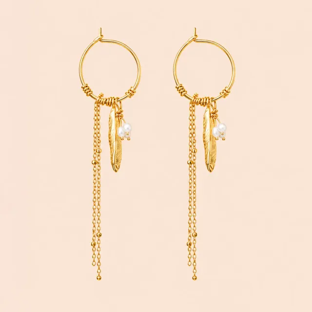 Lulo Jewelry Aya øreringe 18K guldbelagt hoop med kæde