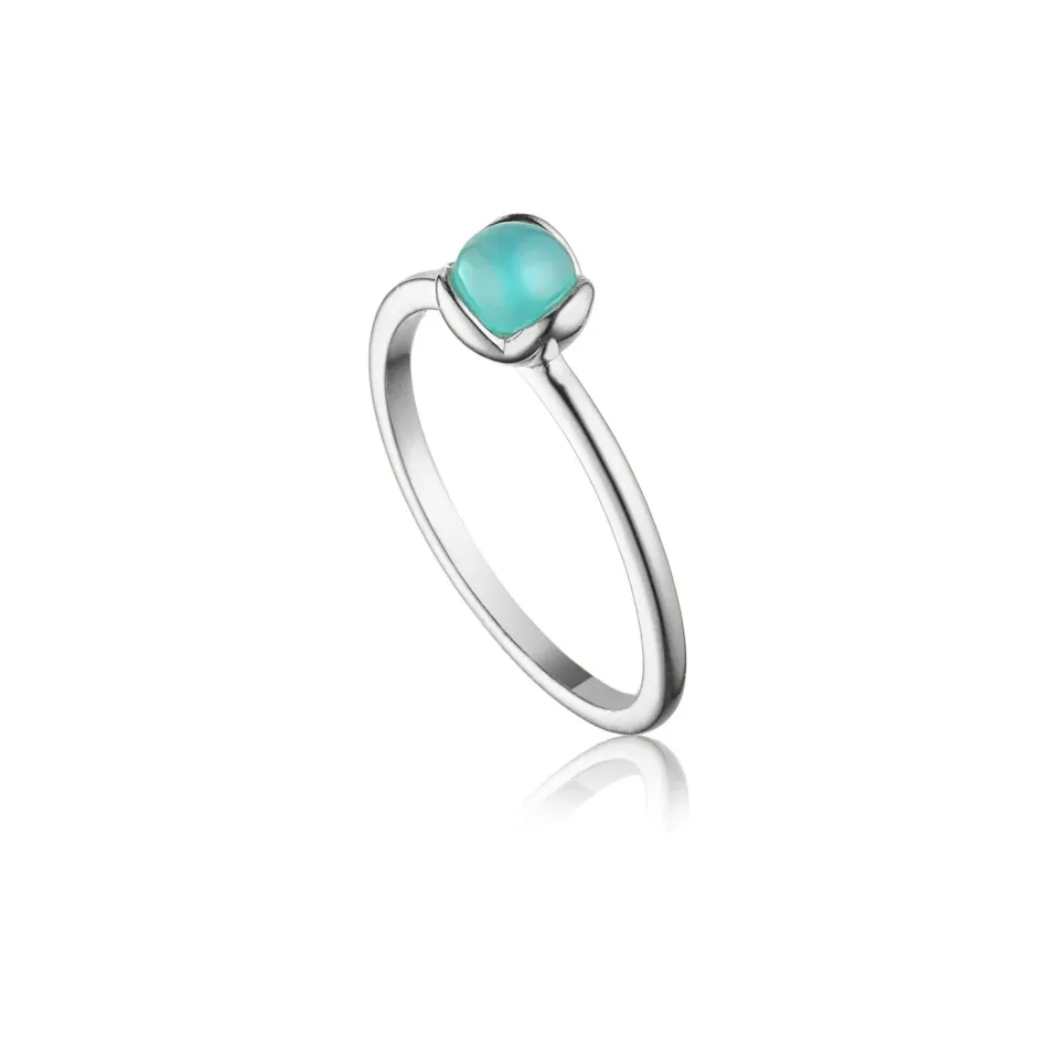 Bykjaergaard Glory petit ring sølv med aqua kalcedon 5 mm