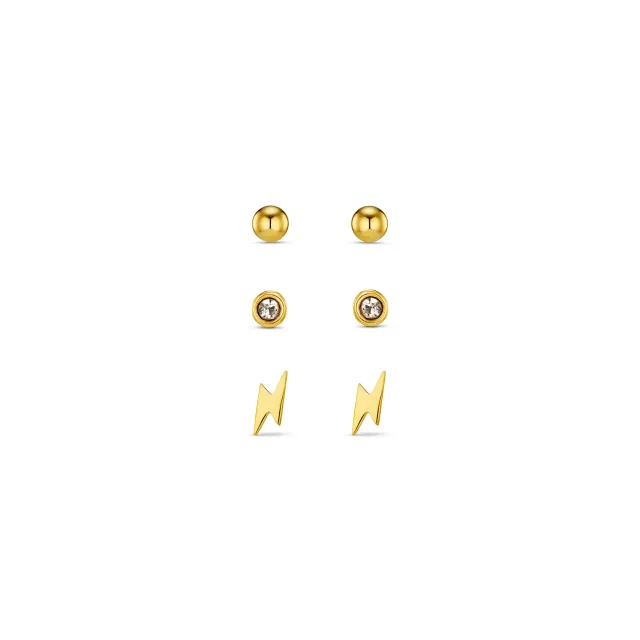 Orelia Crystal Lightning Ear Party øreringe guld 3 par Swarovski