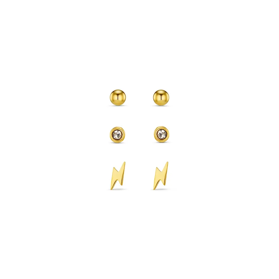 Orelia Crystal Lightning Ear Party øreringe guld 3 par Swarovski