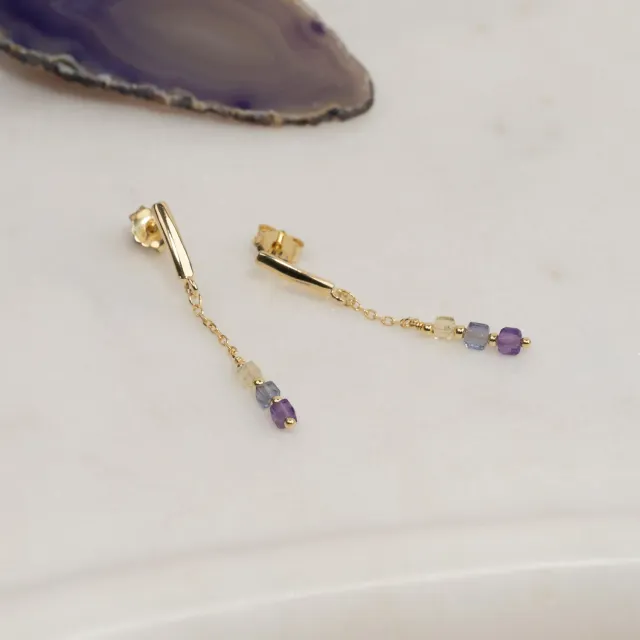 Sisi Copenhagen Zora Flourite forgyldte øreringe par 4,2 cm