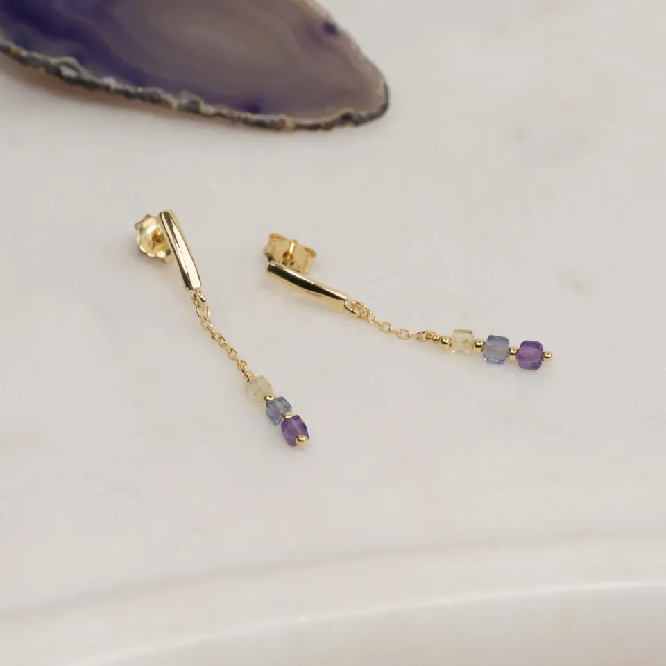 Sisi Copenhagen Zora Flourite forgyldte øreringe par 4,2 cm