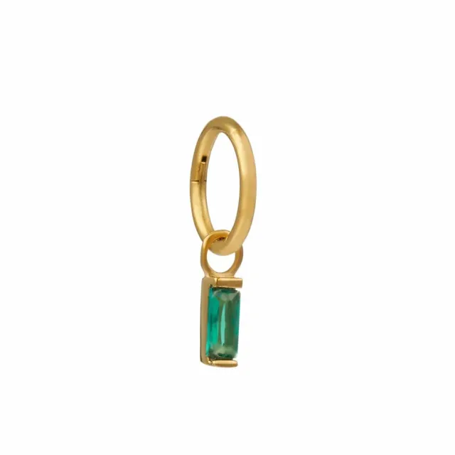 Orelia Emerald Baguette Clicker Hoop 6mm øreringe guld