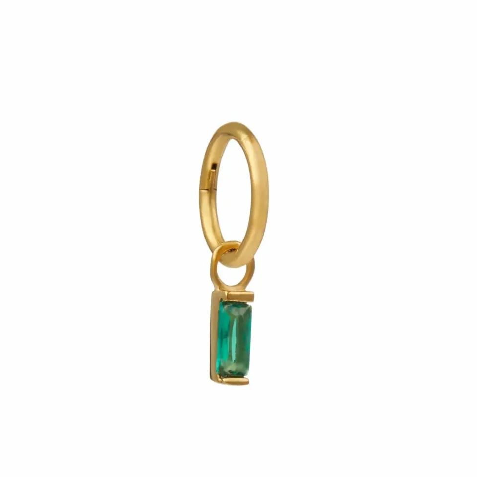 Orelia Emerald Baguette Clicker Hoop 6mm øreringe guld