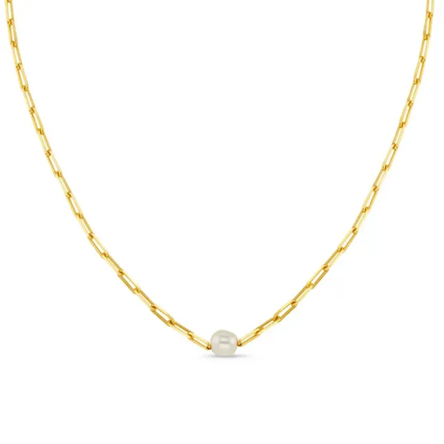 Orelia Stationed Pearl & Chain Link halskæde guld med perle
