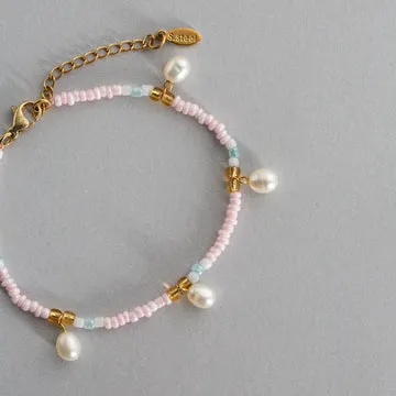 TIMI OF SWEDEN Fanny perle armbånd farvede perler 17 cm