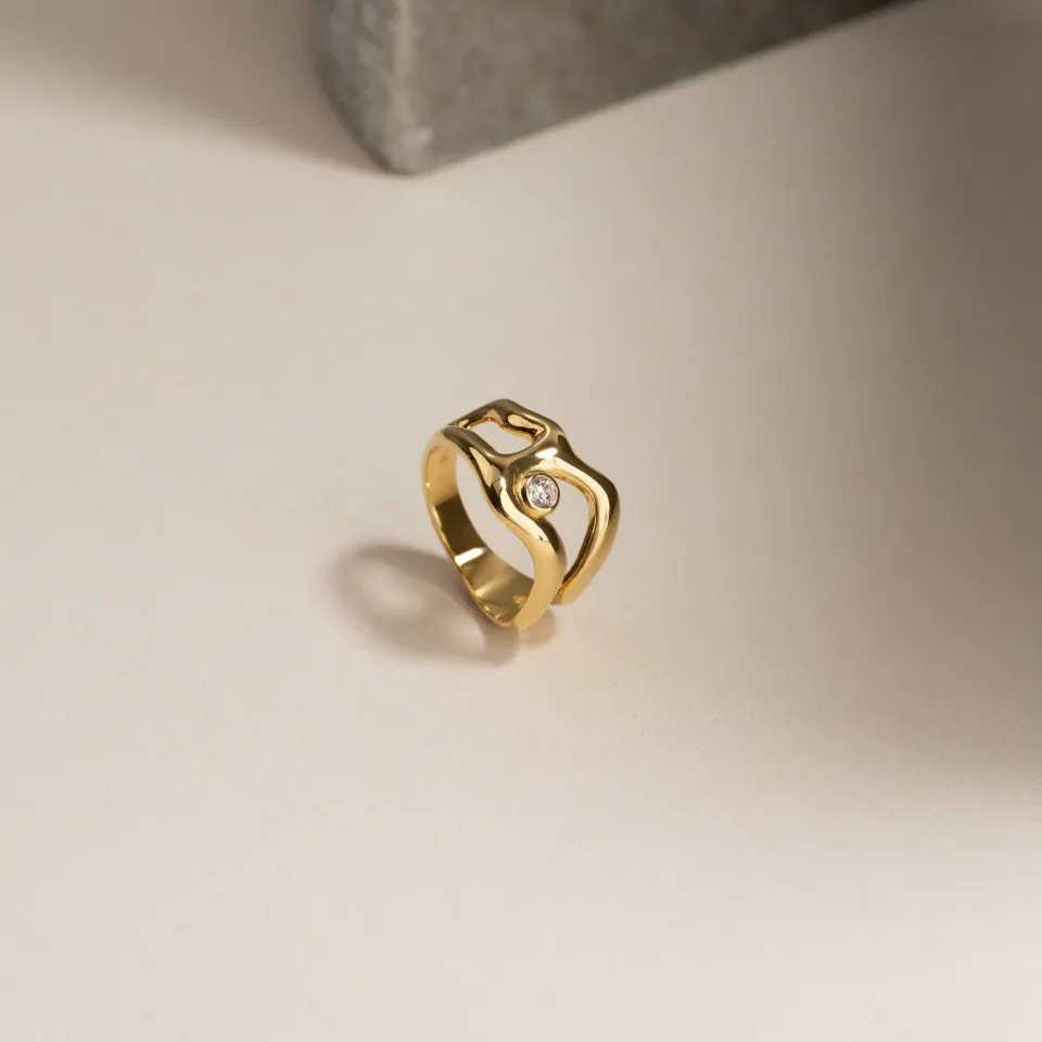 Sisi Copenhagen Astra Crystal ring forgyldt med zirkon