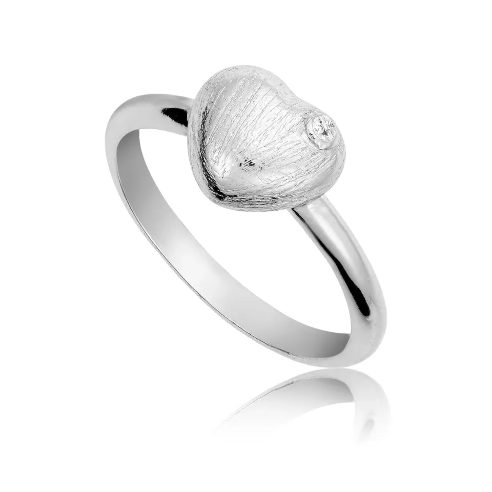 Bykjaergaard Divine ring i sølv med hjerte og zirkonia