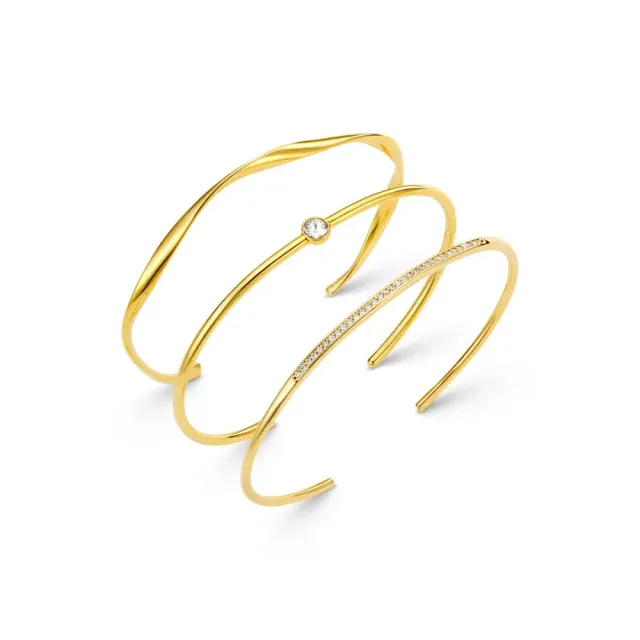 Orelia Fine Crystal & Wave armbåndssæt guld 3-pak bangle
