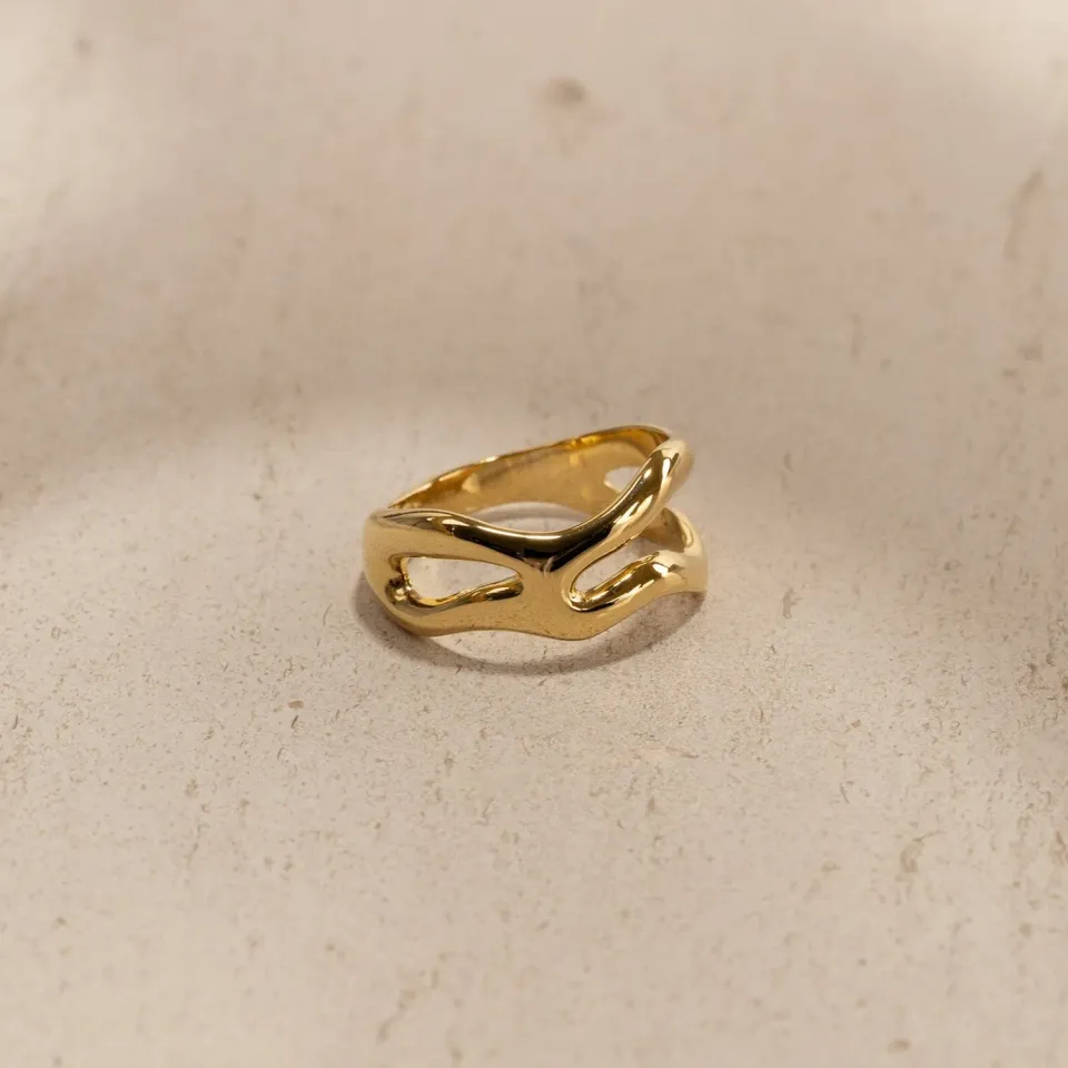 Sisi Copenhagen Astra ring forgyldt organisk str. 48
