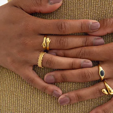 Timi of Sweden Cleo Sculpture ring justerbar stål guld