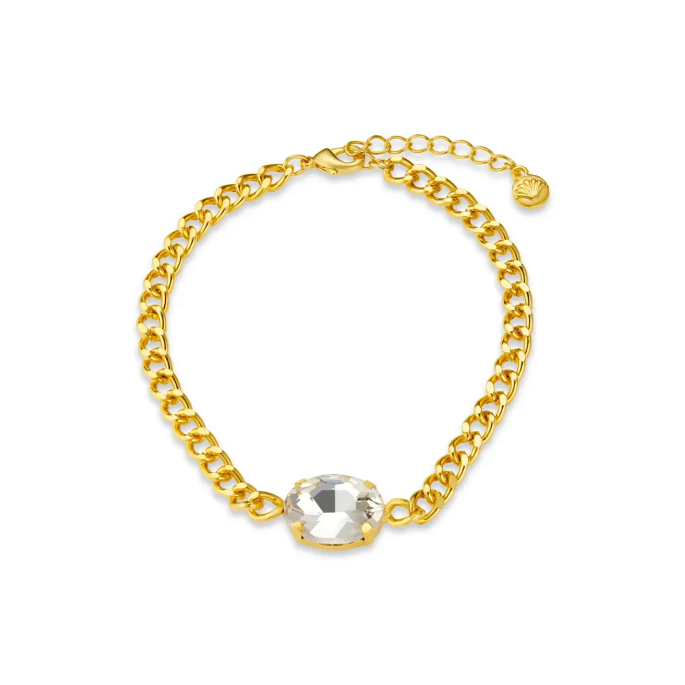 Orelia Stationed Crystal Chain armbånd guld med krystal
