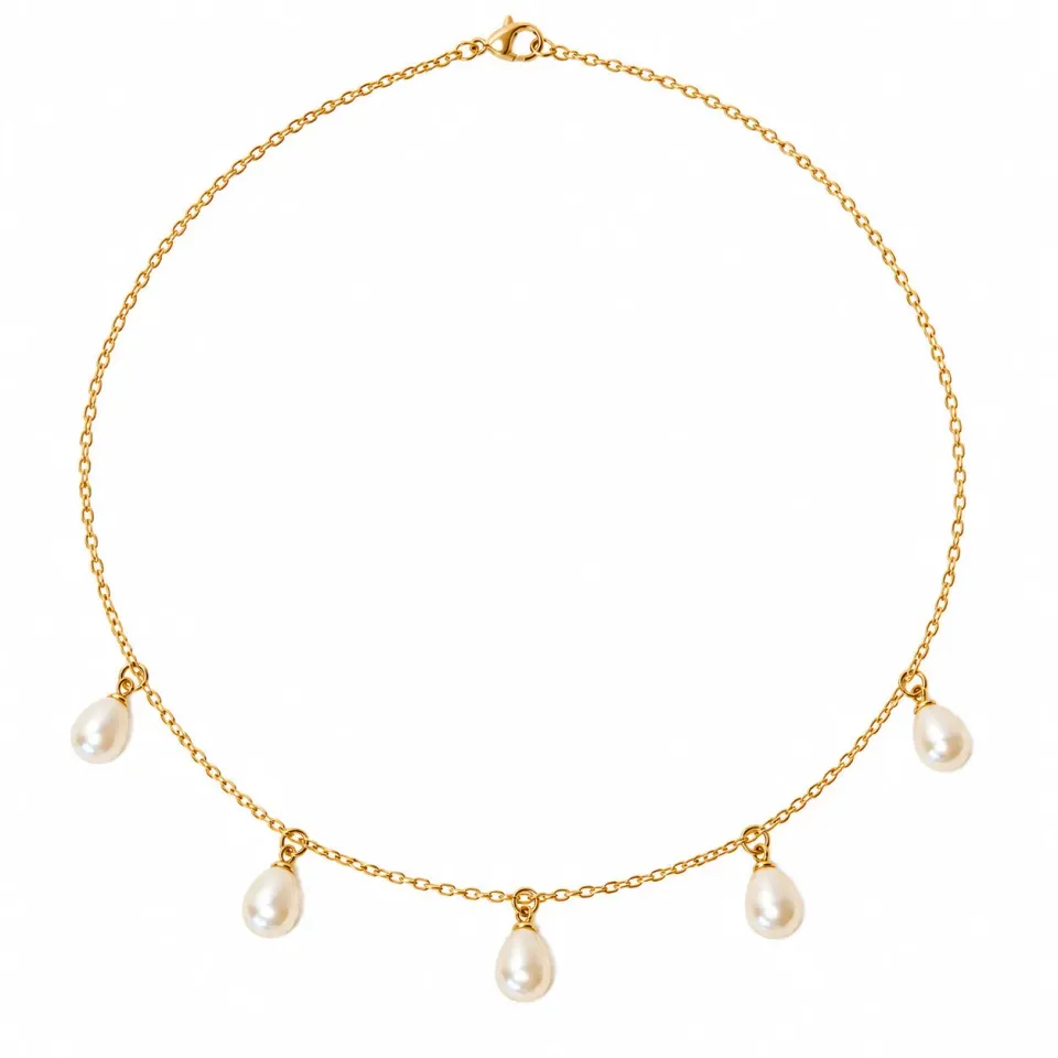 Wos Mona Five Pearls halskæde guld perler