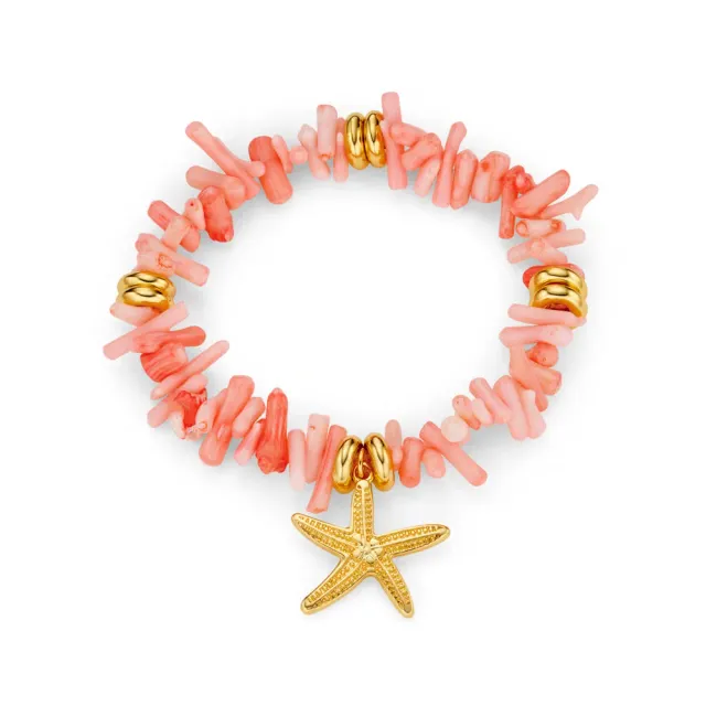 Orelia Coral Chip armbånd forgyldt pink elastik