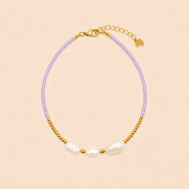 Lulo Jewelry Pearl armbånd lilla 18K guld perler