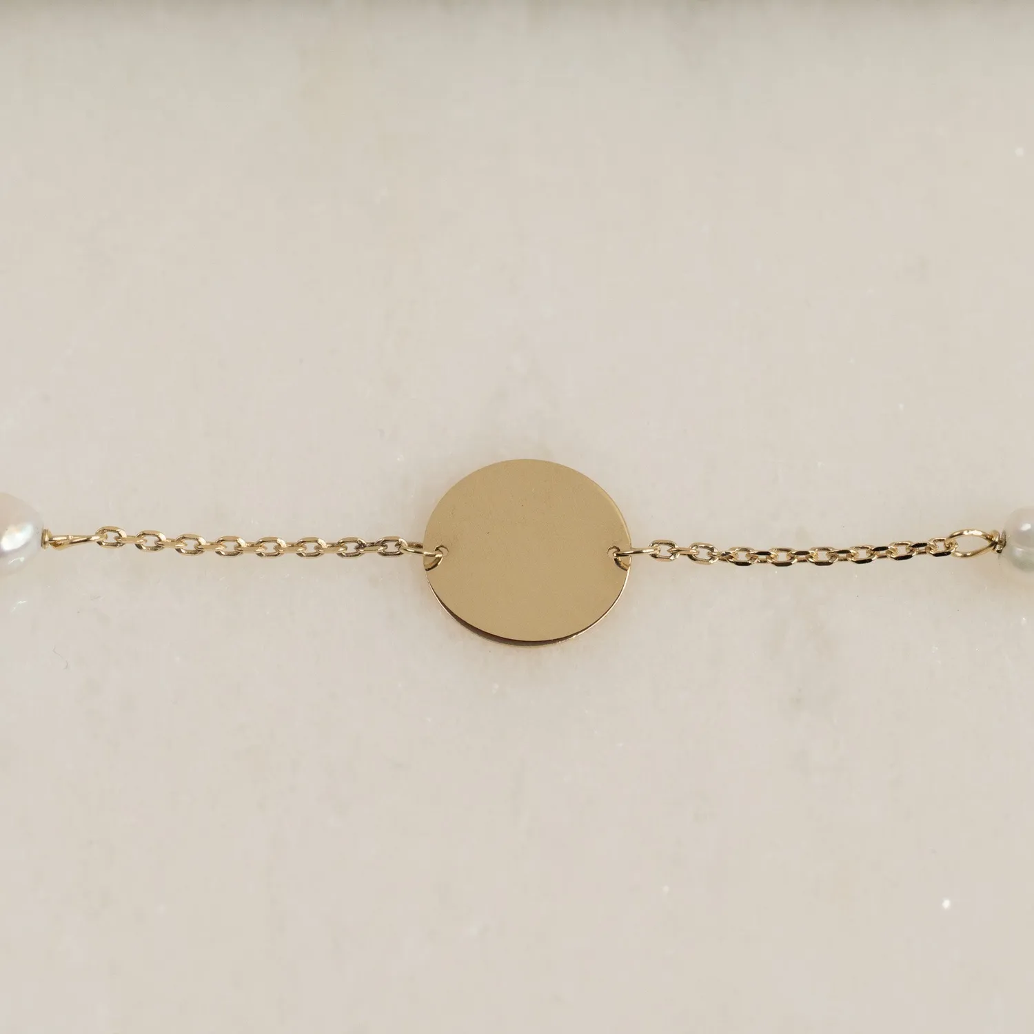 Sisi Copenhagen Plate Pearl armbånd guld 9 kt 20 cm