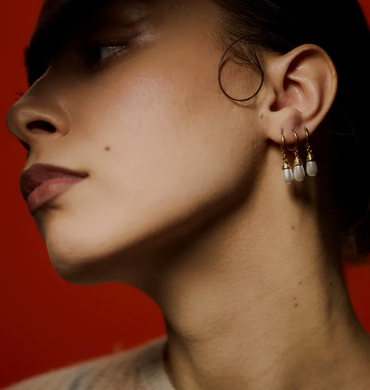 Wos Veja Drop single ørering guld perle