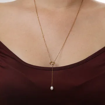 TIMI OF SWEDEN Boel halskæde lariat perle 80 cm stål