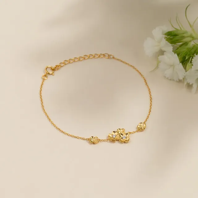 Sisi Copenhagen Flora Crystal armbånd forgyldt blomster