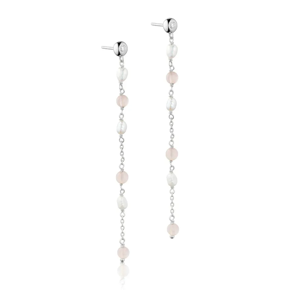 Bykjaergaard Allure kædeøreringe rosa quartz sølv
