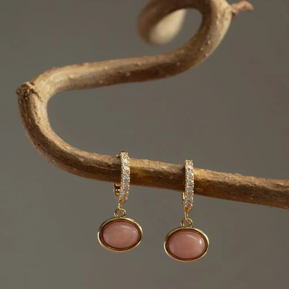 Orelia Pink Jade Pavé micro hoops forgyldt rosa
