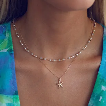 TIMI OF SWEDEN Starfish halskæde forgyldt 42 cm