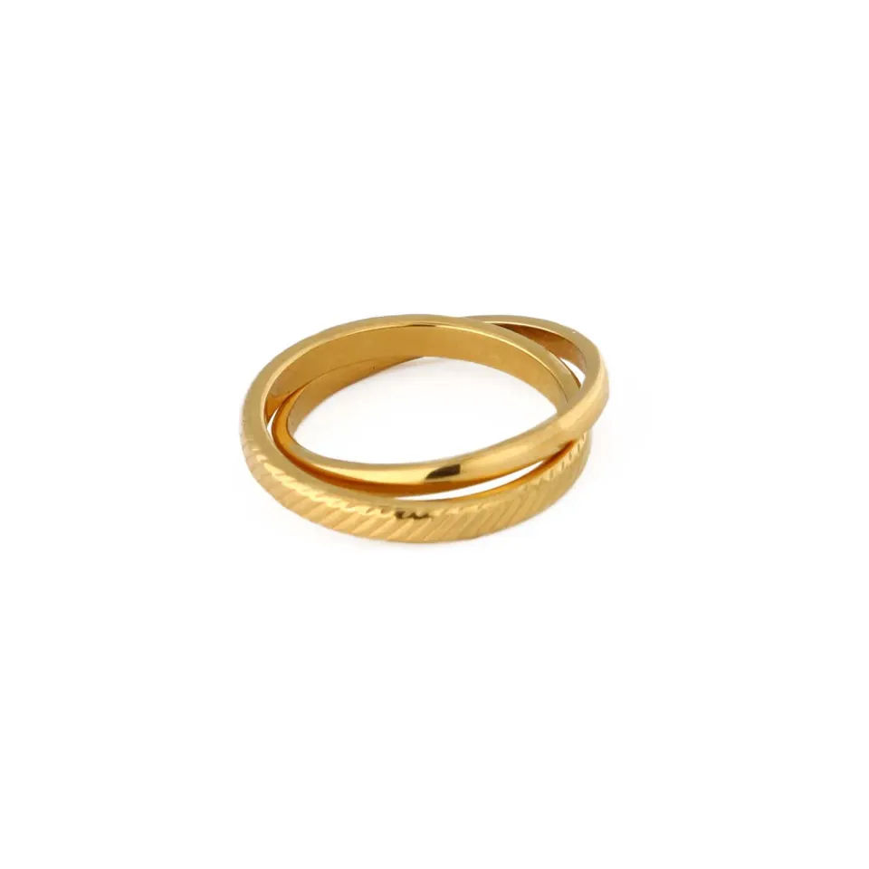 Orelia Clean Textured Interlocking ring guld stål