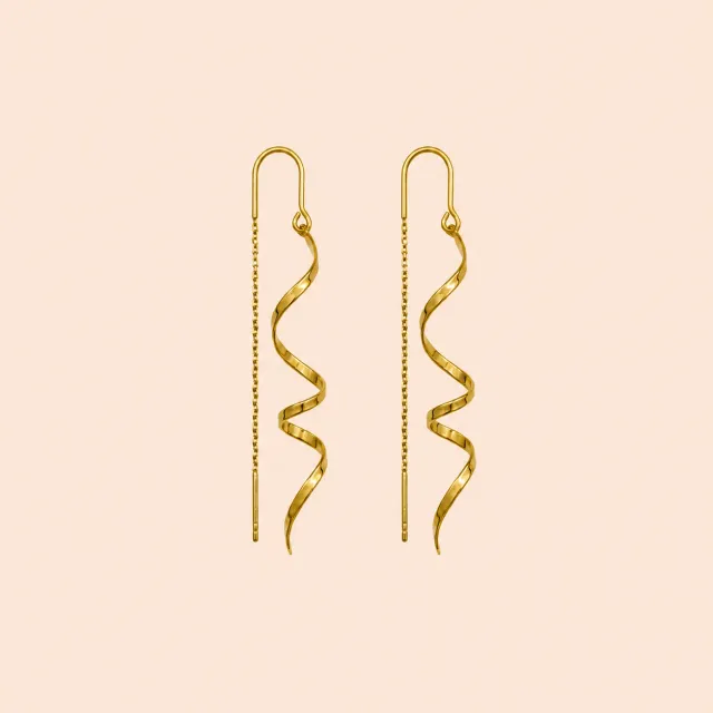 Lulo Jewelry Wave Strings øreringe 18K guldbelagt til hverdag