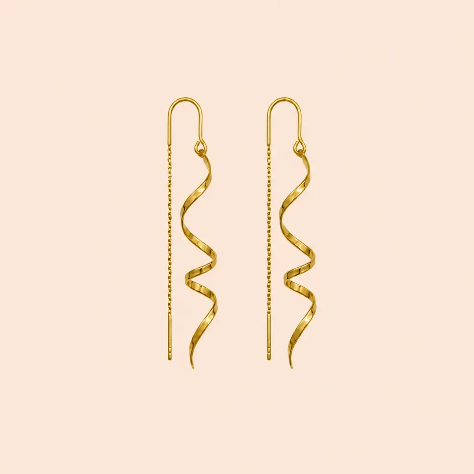 Lulo Jewelry Wave Strings øreringe 18K guldbelagt til hverdag