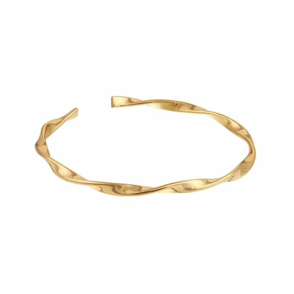 Orelia Ribbon Twist bangle guld åben snoet